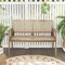 Costway Indonesia Teak Wood Garden Bench 2-Person Bench with Armrests Natural Rattan Backrest & Seat